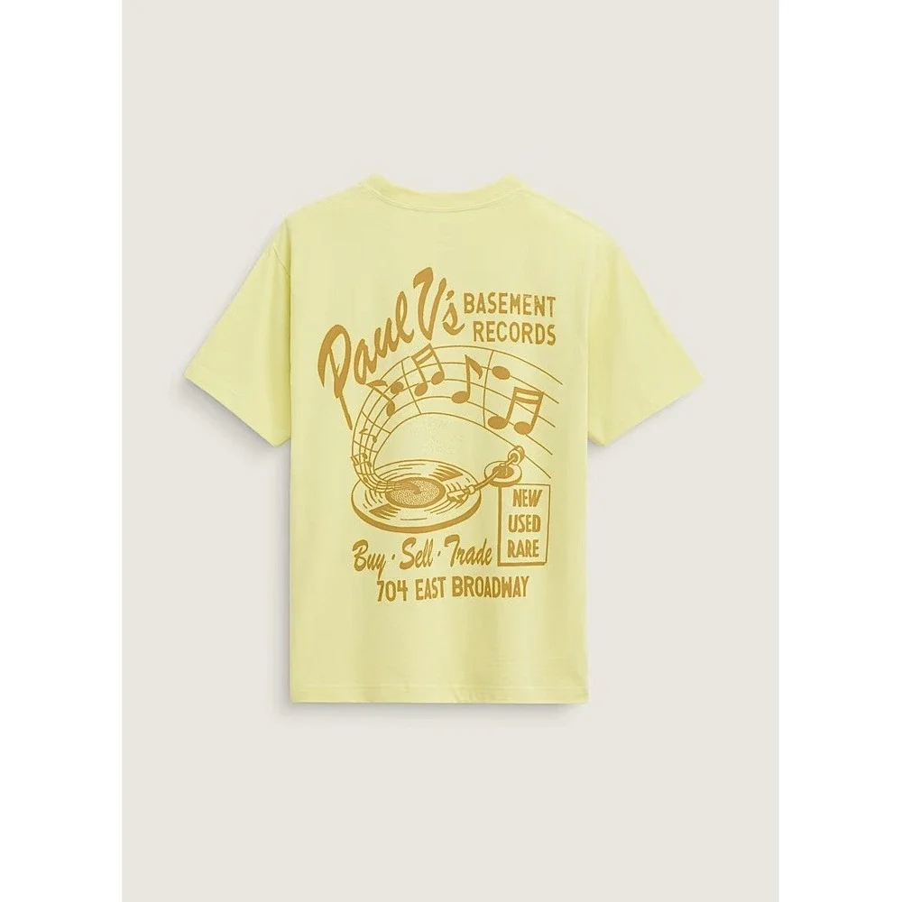 Vans Mens Paul V's Basement Records Graphic T-Shirt Lime Green Size XXL